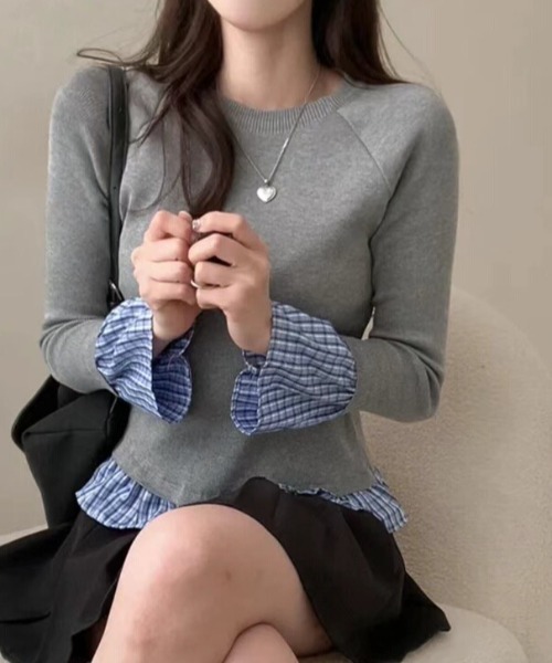 AsRiRe（アスリレイ）の「25ss 異素材ドッキング チェック柄