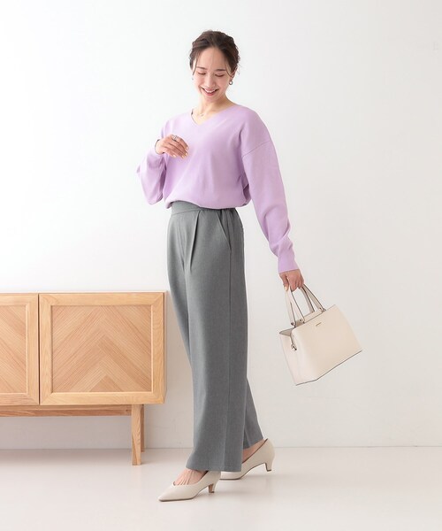 SHOO・LA・RUE（シューラルー）の「【洗える/S-LL】大人のきれいめスタイルに ワイドパンツ（その他パンツ・レディース・ブラック/チャコールグレー/ベージュ・04/03/02/01）」の13枚目の写真