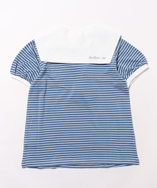KP(ケーピー)の「取外しセーラー衿付きボーダーTシャツ(90~160)(Tシャツ/カットソー・キッズ・ブルー/レッド・100cm/110cm/120cm/130cm/140cm/160cm/150cm)」の3枚目の写真