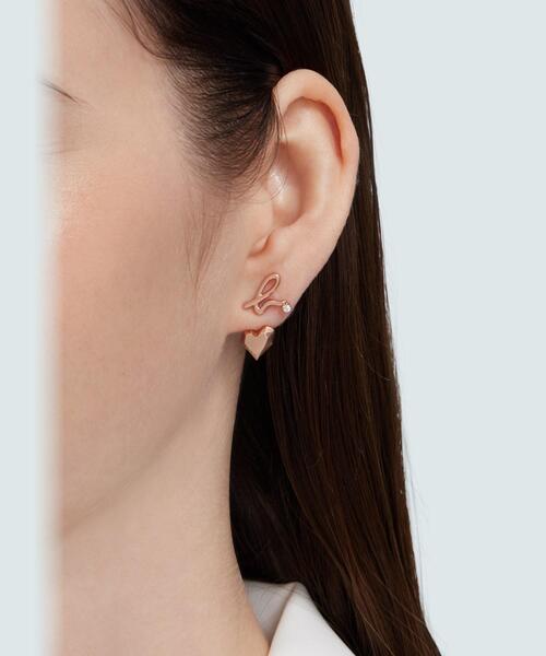 H925 2way ハート ピアス ”Carving of love”（ピアス（両耳用