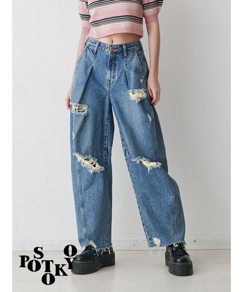 jouetie（ジュエティ）の「【Something ×PosTokyo】PANEL BALLON WIDE DENIM/パネルバルーンワイドデニムパンツ（デニムパンツ・レディース・ブルー/ブラック/インディゴブルー・SMALL/MEDIUM）」の3枚目の写真