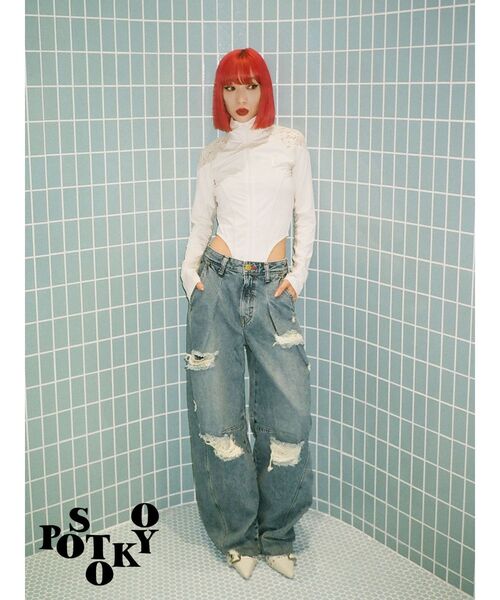 jouetie（ジュエティ）の「【Something ×PosTokyo】PANEL BALLON WIDE DENIM/パネルバルーンワイドデニムパンツ（デニムパンツ・レディース・ブルー/ブラック/インディゴブルー・SMALL/MEDIUM）」の16枚目の写真