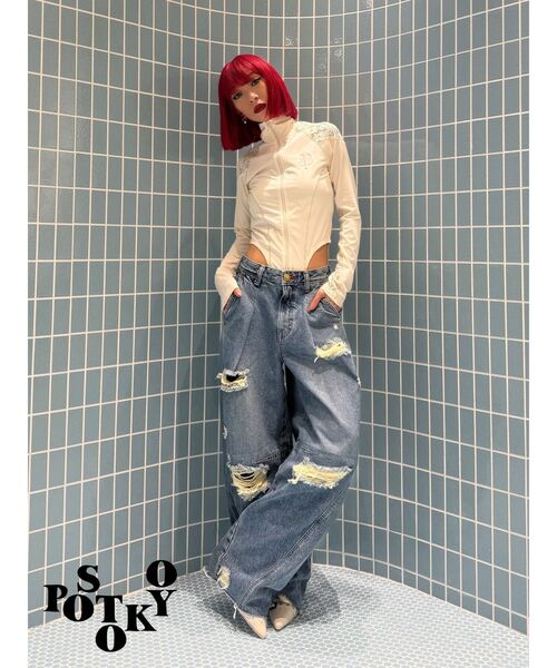 jouetie（ジュエティ）の「【Something ×PosTokyo】PANEL BALLON WIDE DENIM/パネルバルーンワイドデニムパンツ（デニムパンツ・レディース・ブルー/ブラック/インディゴブルー・SMALL/MEDIUM）」の22枚目の写真