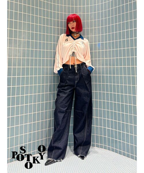 jouetie（ジュエティ）の「【Something ×PosTokyo】PANEL BALLON WIDE DENIM/パネルバルーンワイドデニムパンツ（デニムパンツ・レディース・ブルー/ブラック/インディゴブルー・SMALL/MEDIUM）」の21枚目の写真