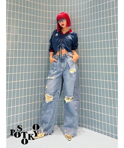 jouetie（ジュエティ）の「【Something ×PosTokyo】PANEL BALLON WIDE DENIM/パネルバルーンワイドデニムパンツ（デニムパンツ・レディース・ブルー/ブラック/インディゴブルー・SMALL/MEDIUM）」の20枚目の写真