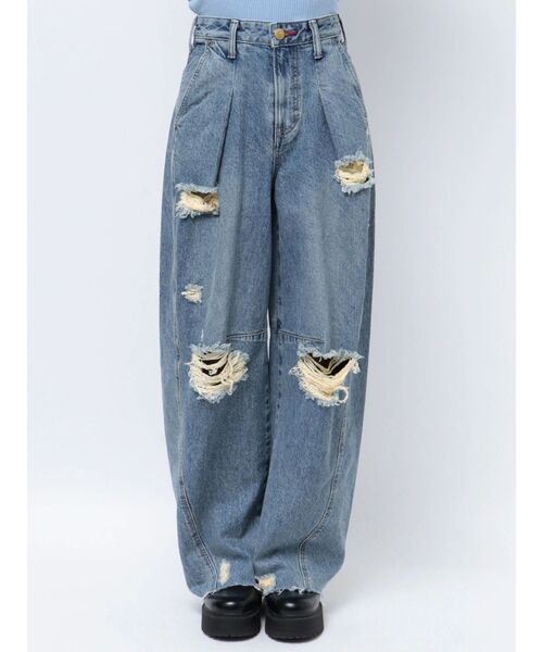 jouetie（ジュエティ）の「【Something ×PosTokyo】PANEL BALLON WIDE DENIM/パネルバルーンワイドデニムパンツ（デニムパンツ・レディース・ブルー/ブラック/インディゴブルー・SMALL/MEDIUM）」の18枚目の写真