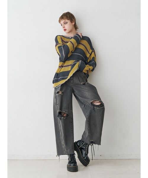 jouetie（ジュエティ）の「【Something ×PosTokyo】PANEL BALLON WIDE DENIM/パネルバルーンワイドデニムパンツ（デニムパンツ・レディース・ブルー/ブラック/インディゴブルー・SMALL/MEDIUM）」の8枚目の写真