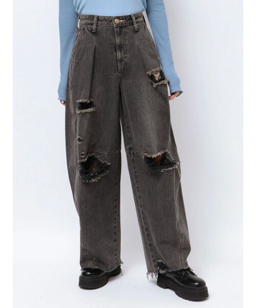 jouetie（ジュエティ）の「【Something ×PosTokyo】PANEL BALLON WIDE DENIM/パネルバルーンワイドデニムパンツ（デニムパンツ・レディース・ブルー/ブラック/インディゴブルー・SMALL/MEDIUM）」の6枚目の写真