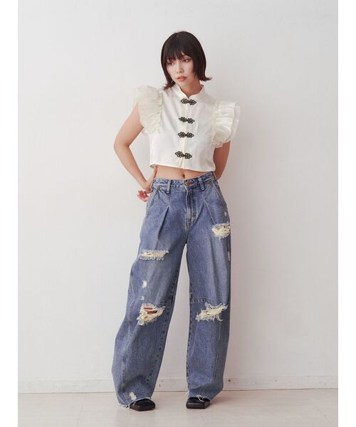 jouetie（ジュエティ）の「【Something ×PosTokyo】PANEL BALLON WIDE DENIM/パネルバルーンワイドデニムパンツ（デニムパンツ・レディース・ブルー/ブラック/インディゴブルー・SMALL/MEDIUM）」の12枚目の写真