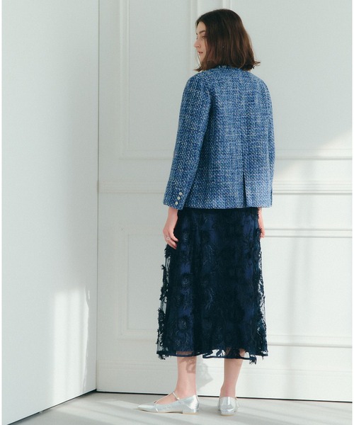 YECCA VECCA（イェッカヴェッカ）の「ノーカラーツイードジャケット（ノーカラージャケット・レディース・アイボリー/ブルー・FREE）」の15枚目の写真