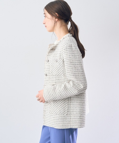 YECCA VECCA（イェッカヴェッカ）の「ノーカラーツイードジャケット（ノーカラージャケット・レディース・アイボリー/ブルー・FREE）」の17枚目の写真