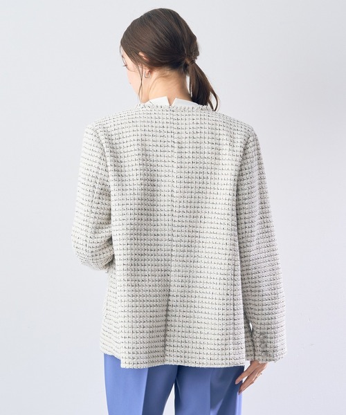 YECCA VECCA（イェッカヴェッカ）の「ノーカラーツイードジャケット（ノーカラージャケット・レディース・アイボリー/ブルー・FREE）」の18枚目の写真