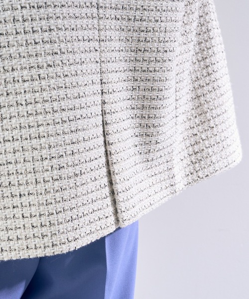 YECCA VECCA（イェッカヴェッカ）の「ノーカラーツイードジャケット（ノーカラージャケット・レディース・アイボリー/ブルー・FREE）」の21枚目の写真