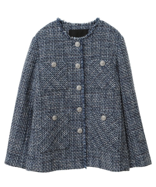 新品 TICCA ティッカ ノーカラー ツイードジャケット フリー セール】＜TICCA＞レース クロップド ジャケット（ノーカラー