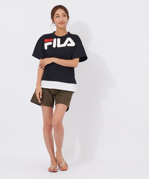 FILA(フィラ)の「FILAロゴ半袖Tシャツ(Tシャツ/カットソー・レディース・ネイビー/ブラック・MEDIUM/LARGE)」の3枚目の写真