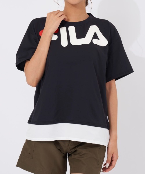 FILA(フィラ)の「FILAロゴ半袖Tシャツ(Tシャツ/カットソー・レディース・ネイビー/ブラック・MEDIUM/LARGE)」の6枚目の写真