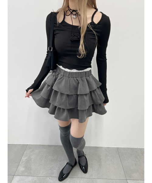 PHILLY（フィリー）の「【PHILLY】サイドリボンティアードミニスカート（スカート・レディース・ホワイト/ブラック/グレー・FREE）」の22枚目の写真