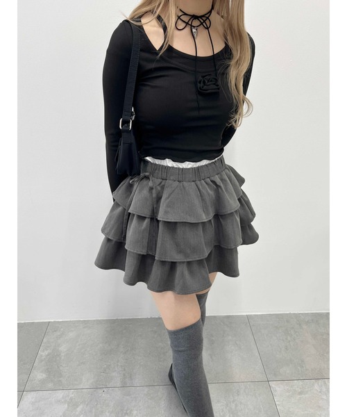 PHILLY（フィリー）の「【PHILLY】サイドリボンティアードミニスカート（スカート・レディース・ホワイト/ブラック/グレー・FREE）」の21枚目の写真