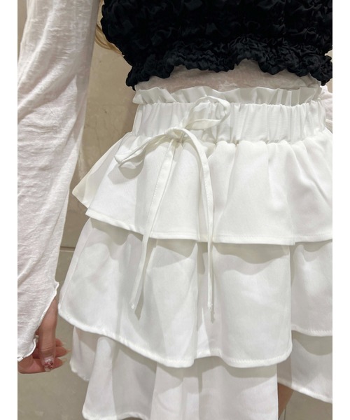 PHILLY（フィリー）の「【PHILLY】サイドリボンティアードミニスカート（スカート・レディース・ホワイト/ブラック/グレー・FREE）」の10枚目の写真