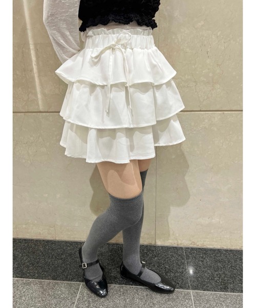 PHILLY（フィリー）の「【PHILLY】サイドリボンティアードミニスカート（スカート・レディース・ホワイト/ブラック/グレー・FREE）」の9枚目の写真