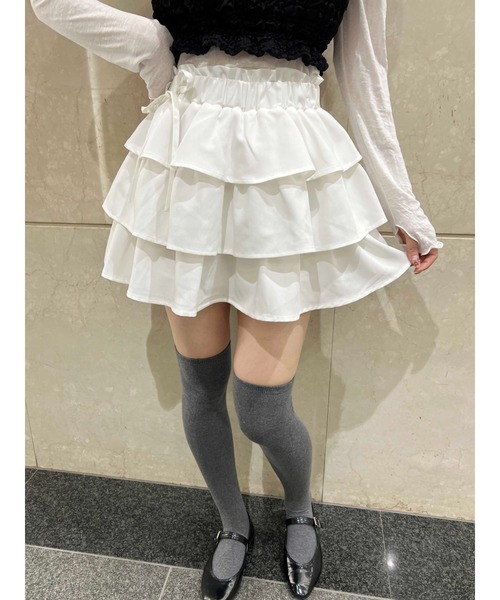 PHILLY（フィリー）の「【PHILLY】サイドリボンティアードミニスカート（スカート・レディース・ホワイト/ブラック/グレー・FREE）」の8枚目の写真