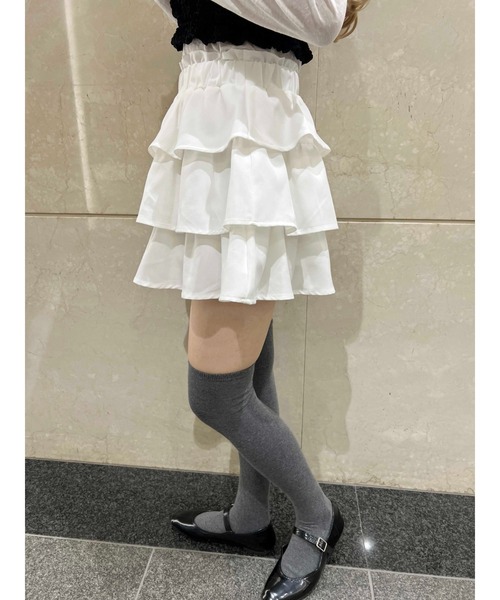 PHILLY（フィリー）の「【PHILLY】サイドリボンティアードミニスカート（スカート・レディース・ホワイト/ブラック/グレー・FREE）」の7枚目の写真