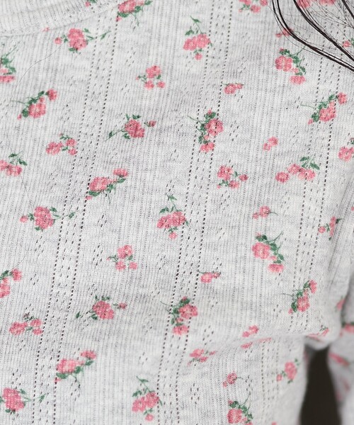 FREAK'S STORE（フリークスストア）の「花柄針抜きフライス ヘンリートップス（Tシャツ/カットソー・レディース・オフホワイト/グレー・ﾌﾘ-）」の18枚目の写真