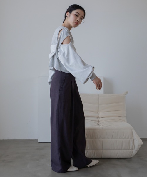 VACANCY(ヴァカンシー)の「アシンメトリーストレートスラックスパンツ(スラックス・レディース・グレー/パープル/ブラック・LARGE/MEDIUM/SMALL)」の4枚目の写真
