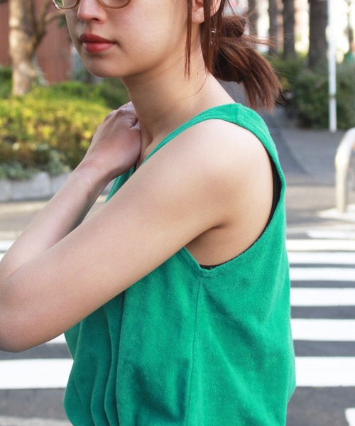 FilMelange（フィルメランジェ）の「FilMelange / フィルメランジェ PAMELA パメラ ORGANIC COTTON FINE PILE オーガニック コットンパイル ワンピース（ワンピース・レディース・グリーン・1）」の5枚目の写真