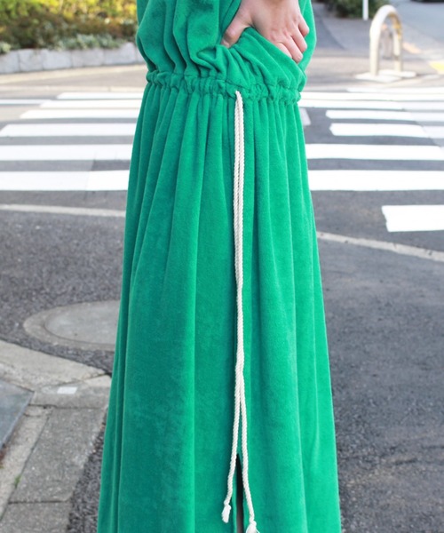 FilMelange（フィルメランジェ）の「FilMelange / フィルメランジェ PAMELA パメラ ORGANIC COTTON FINE PILE オーガニック コットンパイル ワンピース（ワンピース・レディース・グリーン・1）」の7枚目の写真