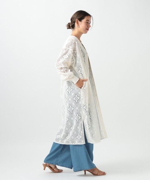 BAYFLOW（ベイフロー）の「レースシャツワンピース（ワンピース・レディース・ブラック/ホワイト・SMALL/MEDIUM）」の4枚目の写真