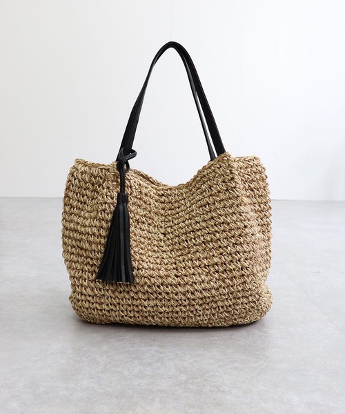 T・S・L（ティーエスエル）の「ビッグペーパートートバッグ（かごバッグ・レディース・ブラック/モカ/ネイビー・FREE）」の7枚目の写真