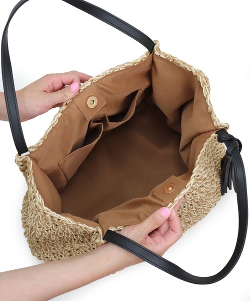 T・S・L（ティーエスエル）の「ビッグペーパートートバッグ（かごバッグ・レディース・ブラック/モカ/ネイビー・FREE）」の16枚目の写真