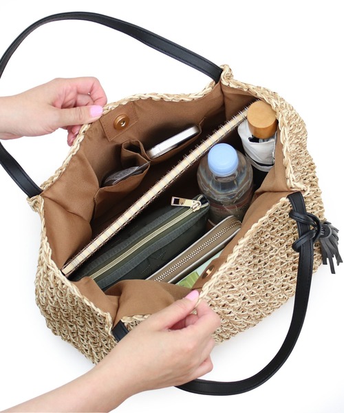 T・S・L（ティーエスエル）の「ビッグペーパートートバッグ（かごバッグ・レディース・ブラック/モカ/ネイビー・FREE）」の17枚目の写真