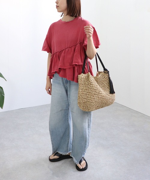 T・S・L（ティーエスエル）の「ビッグペーパートートバッグ（かごバッグ・レディース・ブラック/モカ/ネイビー・FREE）」の4枚目の写真