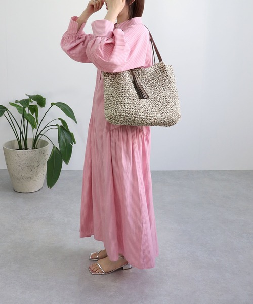 T・S・L（ティーエスエル）の「ビッグペーパートートバッグ（かごバッグ・レディース・ブラック/モカ/ネイビー・FREE）」の5枚目の写真