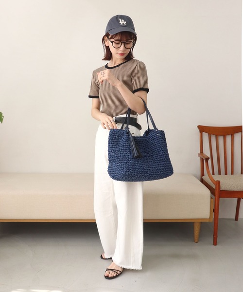 T・S・L（ティーエスエル）の「ビッグペーパートートバッグ（かごバッグ・レディース・ブラック/モカ/ネイビー・FREE）」の20枚目の写真