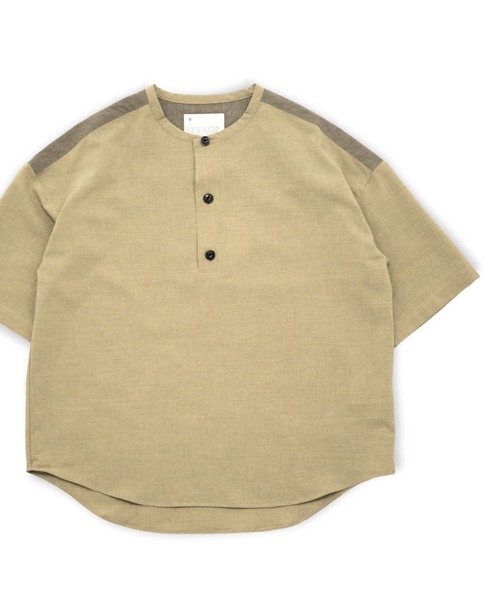 VOAAOV】 MELANGE LINEN LIKE Henry Neck Pullover（シャツ