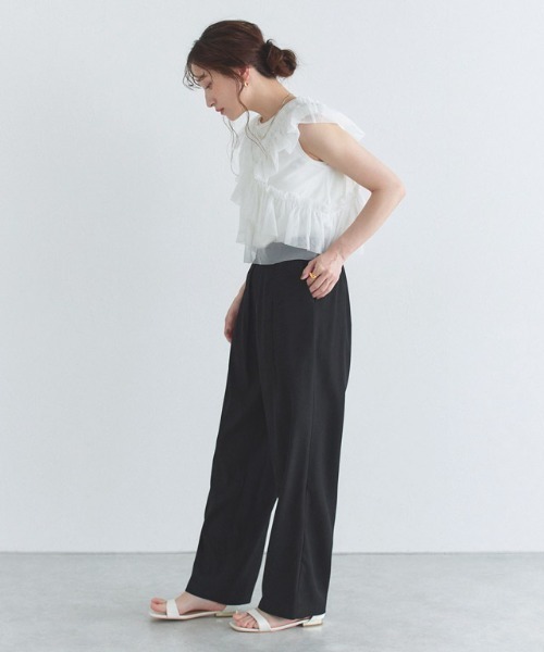 ECLAM（クラム）の「タックストレートパンツ（スラックス・レディース・ブラック/チャコール/キナリ・M）」の16枚目の写真