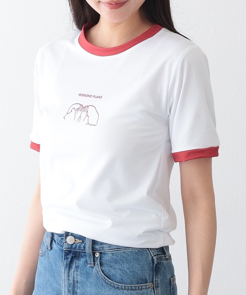Lace Ladies(レースレディース)の「配色 プリント クルーネック 半袖 Tシャツ(Tシャツ/カットソー・レディース・アイボリー/ブラック/ホワイト/グリーン/レッド・FREE)」の16枚目の写真