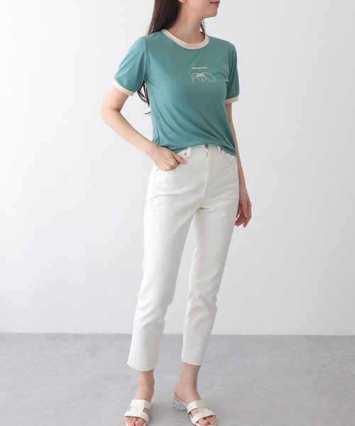 Lace Ladies(レースレディース)の「配色 プリント クルーネック 半袖 Tシャツ(Tシャツ/カットソー・レディース・アイボリー/ブラック/ホワイト/グリーン/レッド・FREE)」の20枚目の写真