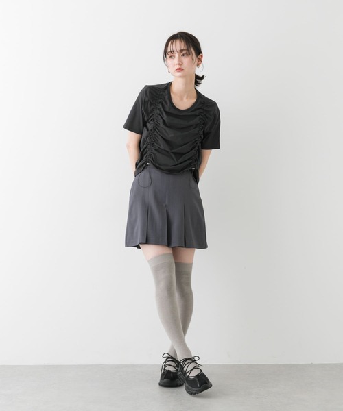 SENSE OF PLACE by URBAN RESEARCH（センスオブプレイスバイアーバンリサーチ）の「タックショートパンツ（その他パンツ・レディース・チャコールグレー/アイボリー・MEDIUM/SMALL）」の12枚目の写真