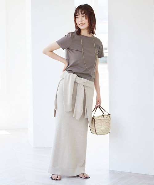 SLOBE IENA(スローブイエナ)の「《追加》BASICコンパクトTEE -汗ジミ防止-(Tシャツ/カットソー・レディース・チャコールグレー/サックスブルー/ホワイト/ダークブルー・FREE)」の7枚目の写真