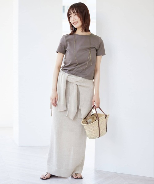 SLOBE IENA(スローブイエナ)の「《追加》BASICコンパクトTEE -汗ジミ防止-(Tシャツ/カットソー・レディース・チャコールグレー/サックスブルー/ホワイト/ダークブルー・FREE)」の6枚目の写真
