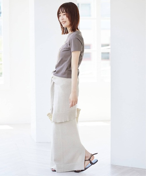 SLOBE IENA(スローブイエナ)の「《追加》BASICコンパクトTEE -汗ジミ防止-(Tシャツ/カットソー・レディース・チャコールグレー/サックスブルー/ホワイト/ダークブルー・FREE)」の5枚目の写真
