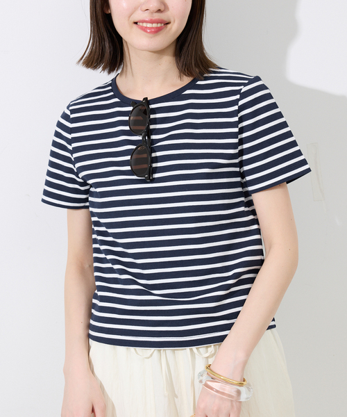 SLOBE IENA(スローブイエナ)の「《追加》BASICコンパクトTEE -汗ジミ防止-(Tシャツ/カットソー・レディース・チャコールグレー/サックスブルー/ホワイト/ダークブルー・FREE)」の22枚目の写真