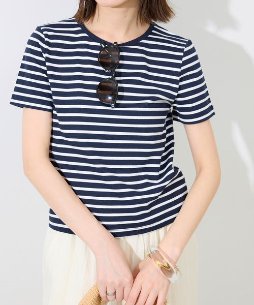 SLOBE IENA(スローブイエナ)の「《追加》BASICコンパクトTEE -汗ジミ防止-(Tシャツ/カットソー・レディース・チャコールグレー/サックスブルー/ホワイト/ダークブルー・FREE)」の21枚目の写真