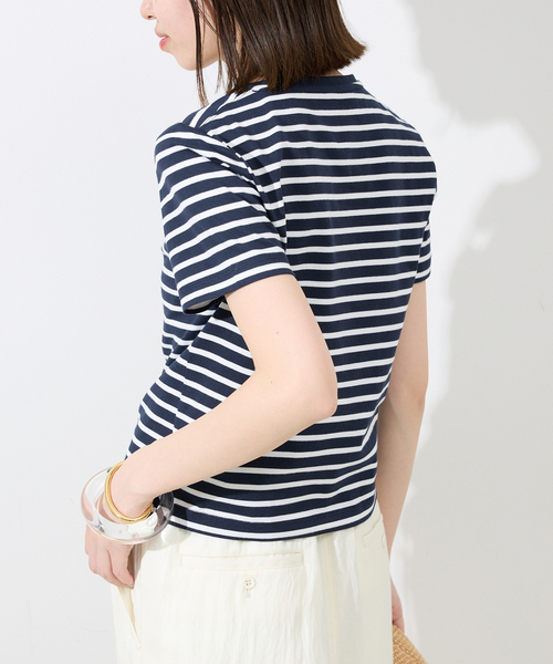 SLOBE IENA(スローブイエナ)の「《追加》BASICコンパクトTEE -汗ジミ防止-(Tシャツ/カットソー・レディース・チャコールグレー/サックスブルー/ホワイト/ダークブルー・FREE)」の20枚目の写真