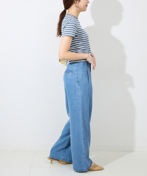SLOBE IENA(スローブイエナ)の「《追加》BASICコンパクトTEE -汗ジミ防止-(Tシャツ/カットソー・レディース・チャコールグレー/サックスブルー/ホワイト/ダークブルー・FREE)」の18枚目の写真