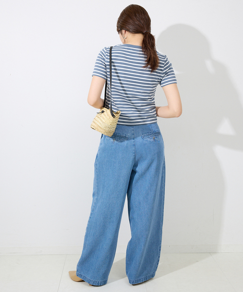SLOBE IENA(スローブイエナ)の「《追加》BASICコンパクトTEE -汗ジミ防止-(Tシャツ/カットソー・レディース・チャコールグレー/サックスブルー/ホワイト/ダークブルー・FREE)」の17枚目の写真